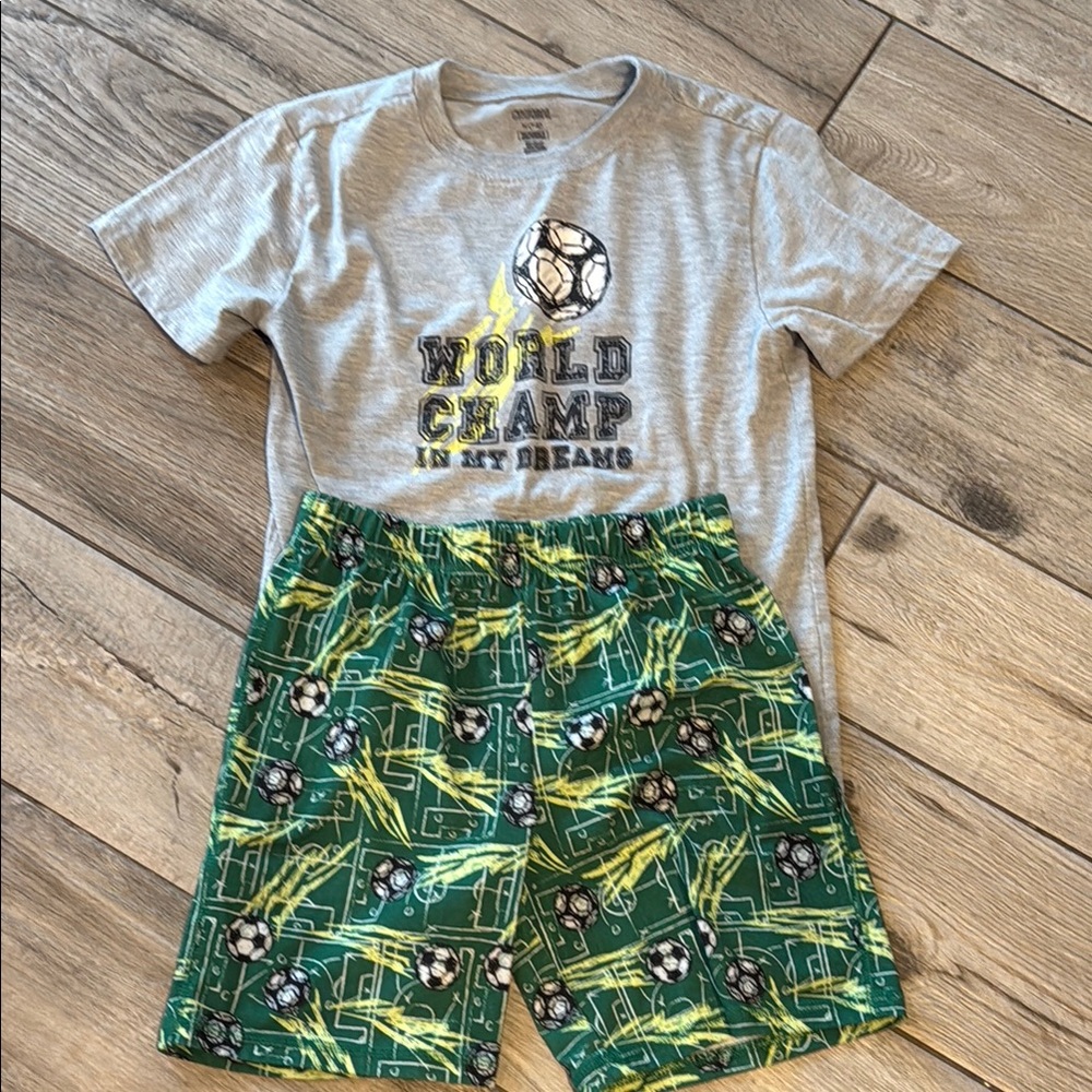 EUC Gymboree soccer PJ short set, sz 7/8 M